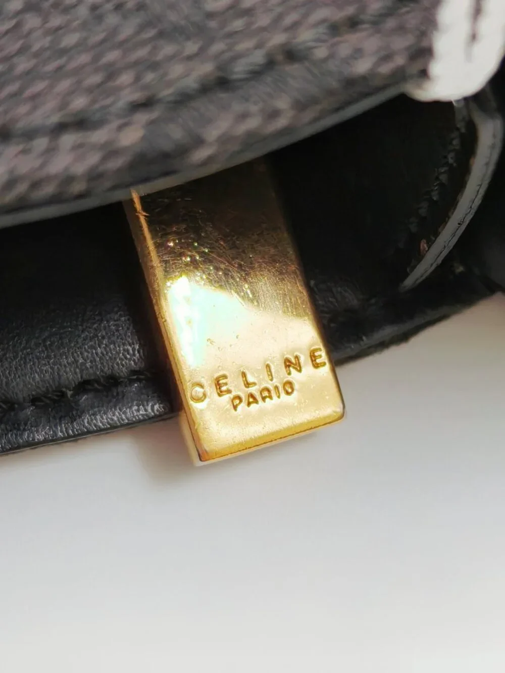 Celine Black Macadam Canvas Leather Shoulder Bag Hobo